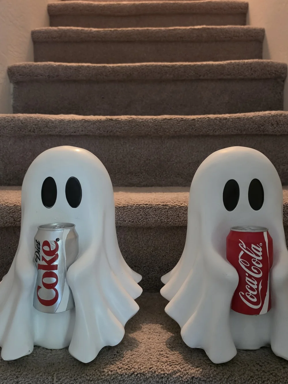 Coca-Cola White Ghost Can Holders with Red and Silver Cans
